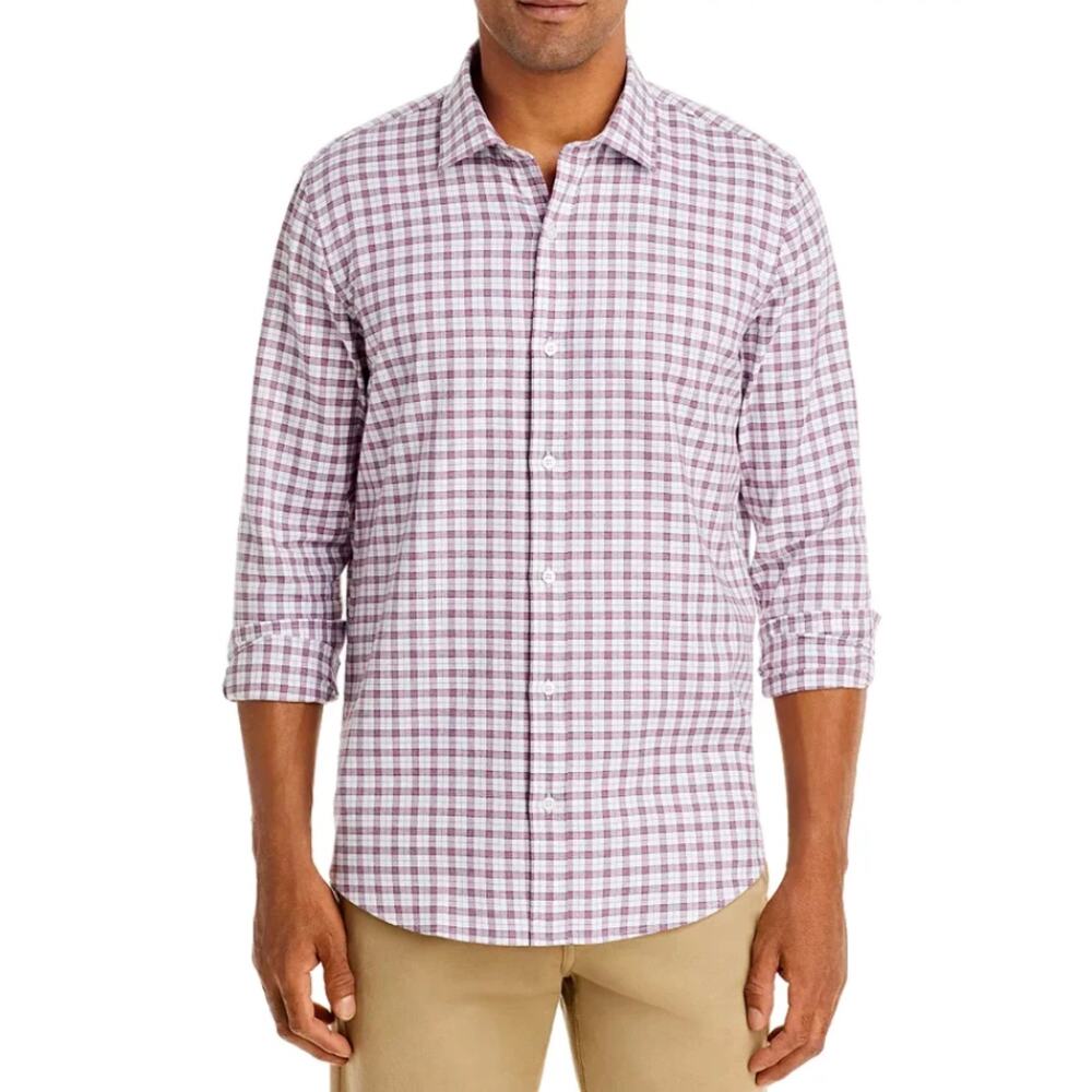 NWT The Men's Store Plaid Shirt, Red/Raisin, Men’s Medium